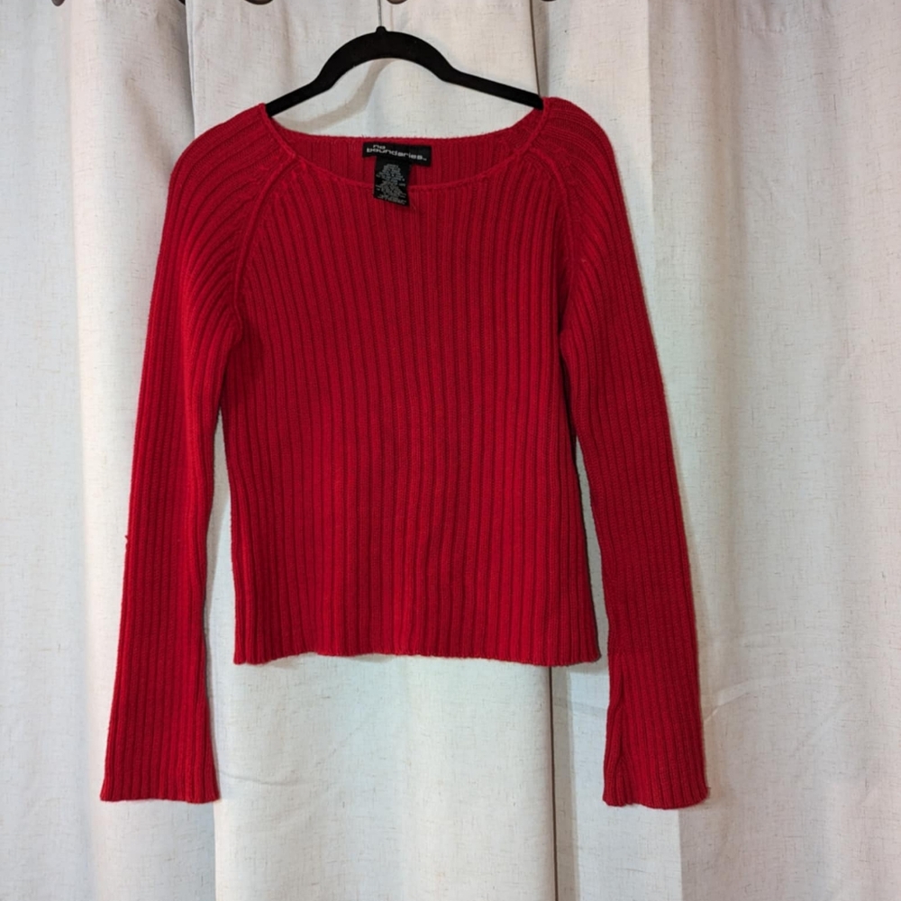 Vintage 90s No Boundaries Red Knitted Long Light Flare Sleeves